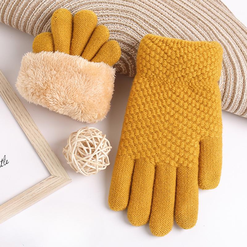 New Warm and Cold-proof Touch Screen Gloves Thickened and Velvet Women's Winter Knitted Gloves To Protect The Cold