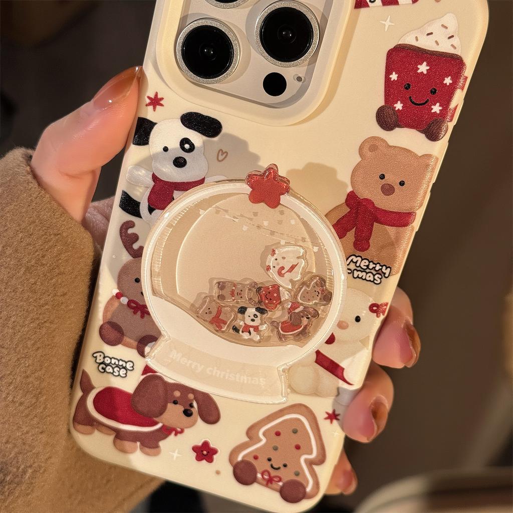 Crystal Ball Shaking Stand Suitable for Iphone16 Apple 15 Promax Mobile Phone Case 14 Lanyard 13 Plush 17