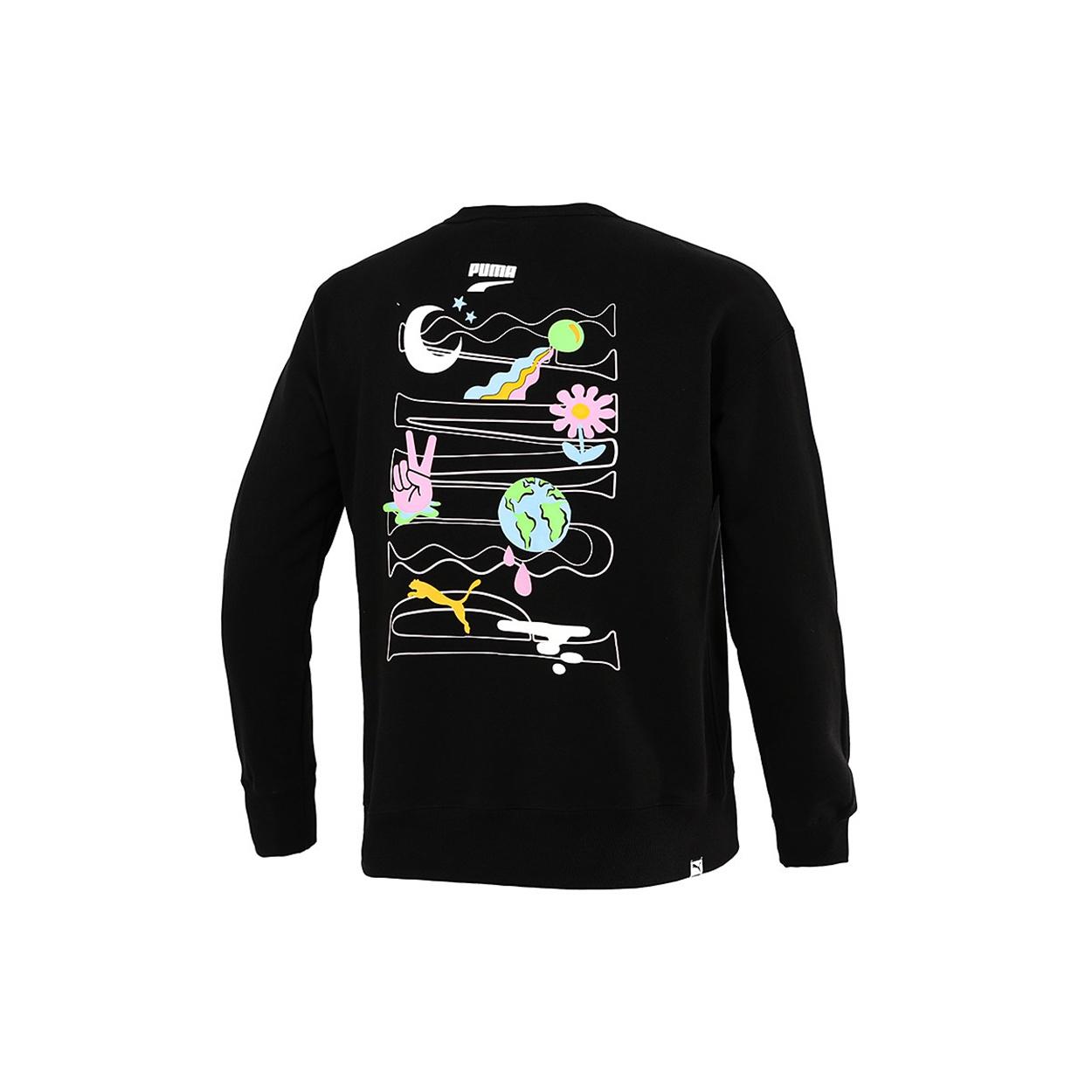 PUMA Back Large Printing Sports Training Knit Pullover Black Men s 533037-01 S