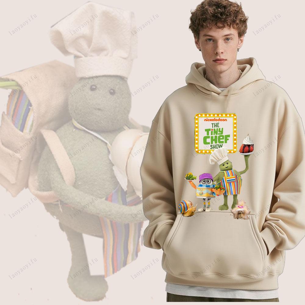 The Tiny Chef Show Pattern Hoody Winter Casual Loose and Warm Hooded Sweatshirt Drop Shoulder Comfortable Personality
