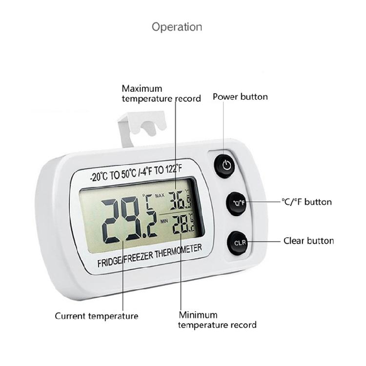 Refrigerator Thermometer with Hookd LCD Display Digital Freezer Room Thermometer