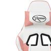 Gaming Chair with Massage Function White and Pink Artificial Leather
