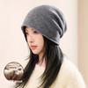 Premium 100% Wool Jacquard Knit Beanie for Women Oversized with Rolled Brim Chic Autumn/Winter Cropped Hat