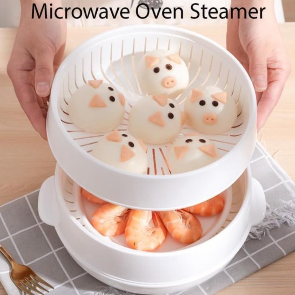 Plastic Microwave Oven Steamer Box with Lid and Tray Kitchen Cooking Steamer for Kitchen