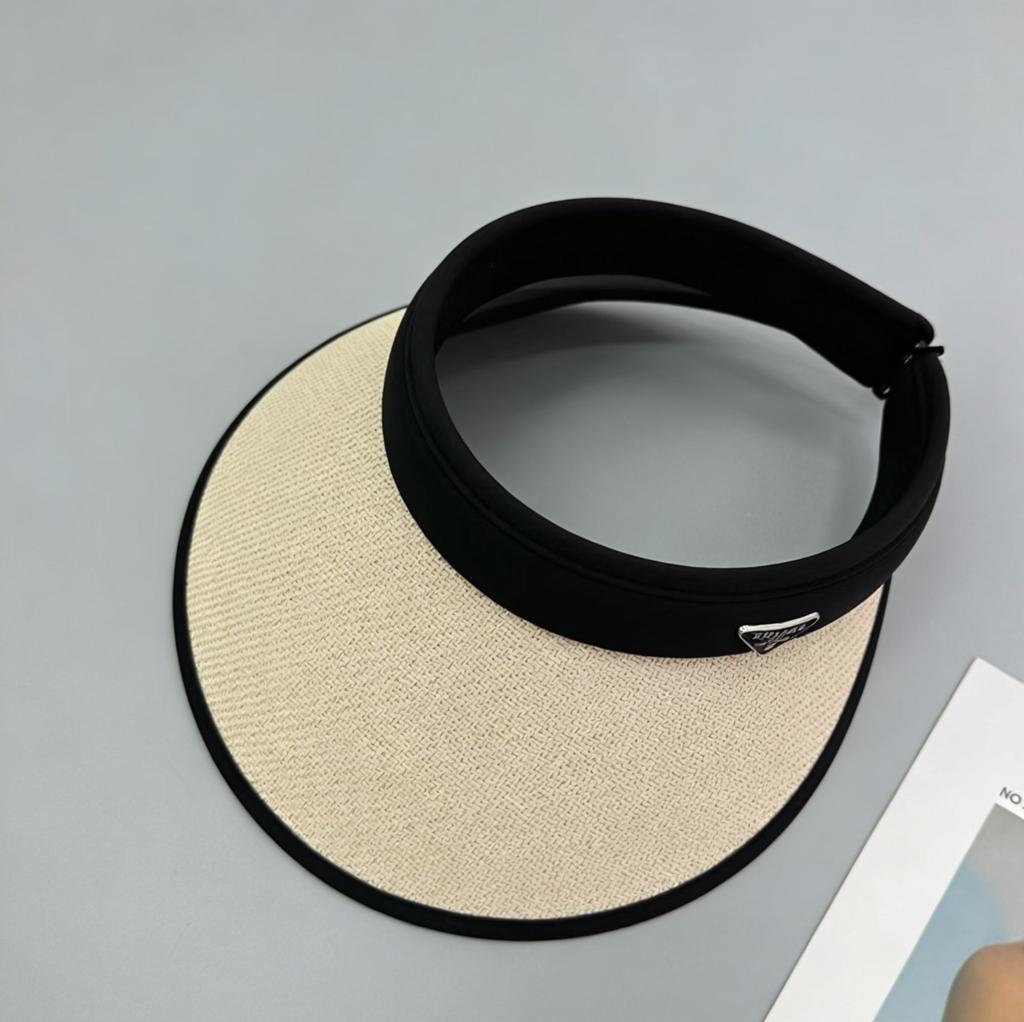 New straw woven sunscreen hat women's UV protection travel versatile big eaves cover face, thin and breathable empty top sun hat