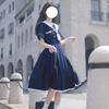 GSYCL Sailor Short Navy Blue and High School Girl Halloween JK Long Perfect for Cultural and Cute Mori Girl Style Dress, Sleeves, White, 3-Piece Set,