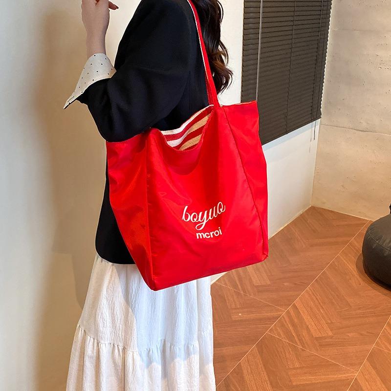 Double-sided dual-purpose cloth bag, striped niche large-capacity lazy literary tote bag, casual one-shoulder underarm bag, women