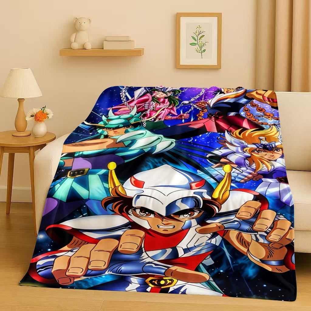 Classic Saint Seiya Shiryu Athena Cartoon Flannel Blanket,Ultra Soft Warm Plush Throw for Home Bedroom Bed Sofa Cover Travel Kid