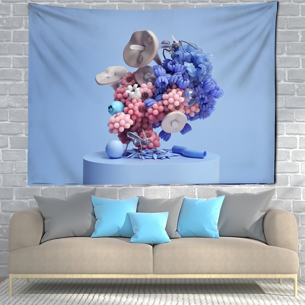 

Свежий и милый мультяшный гобелен, фон, ткань, настенный пляжный коврик, эстетическое украшение для комнаты, украшение для дома, подарок для детей 100X75CM