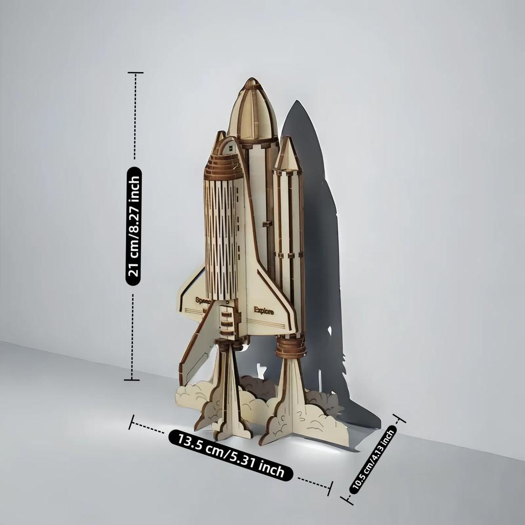 3D wooden puzzle for adults airplane model rocket building block toy kit, handmade DIY assembly model
