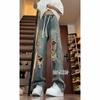 Big ripped jeans men's summer American high street thin high-end design loose wide-leg dad nine-point pants