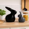 Home Decor Ceramic Rabbit Figurines (Set of 2, Black and Grey)