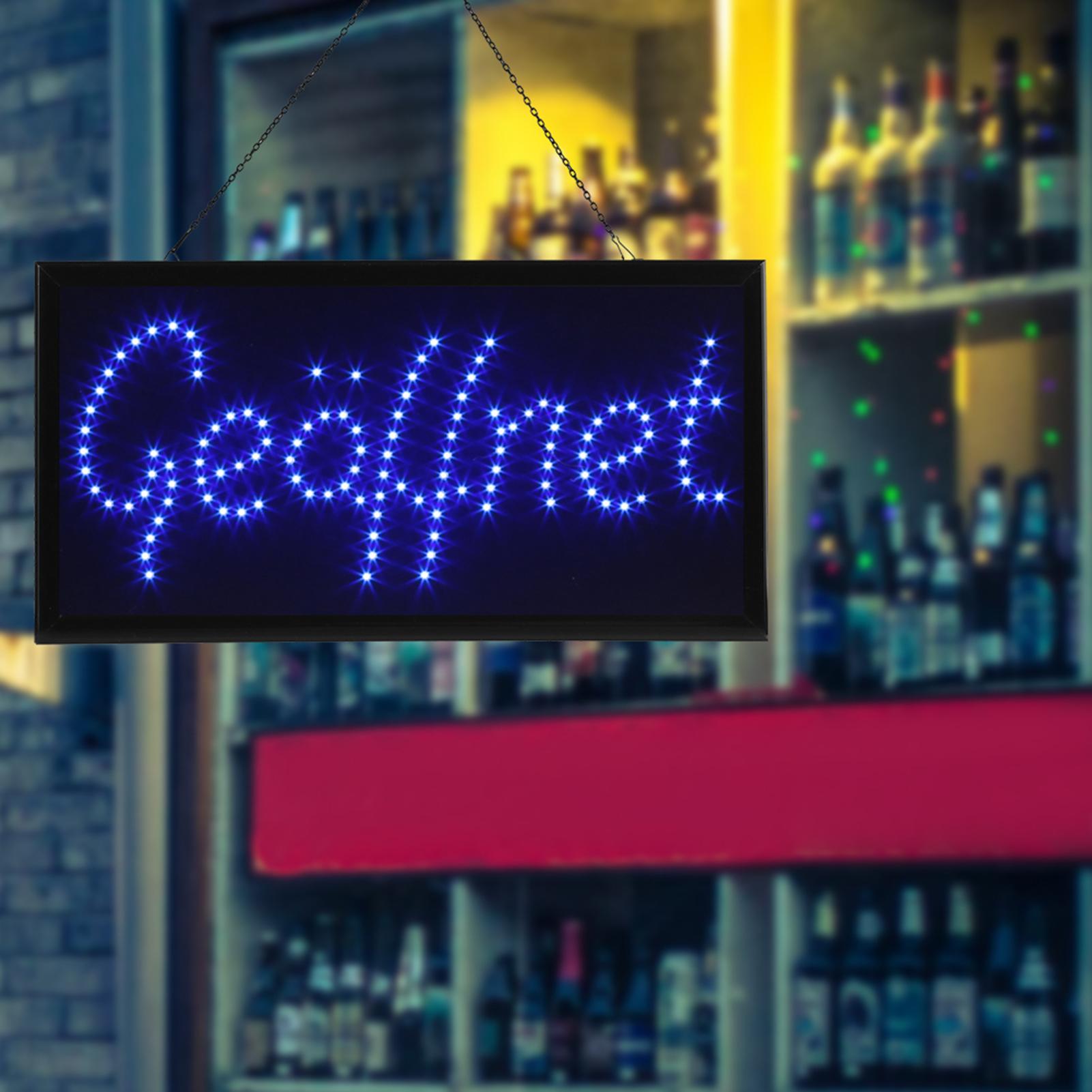 

1pc Large Bright LED Shop Sign Board Neon Light Window Door Sign Geoffnet (Blue)