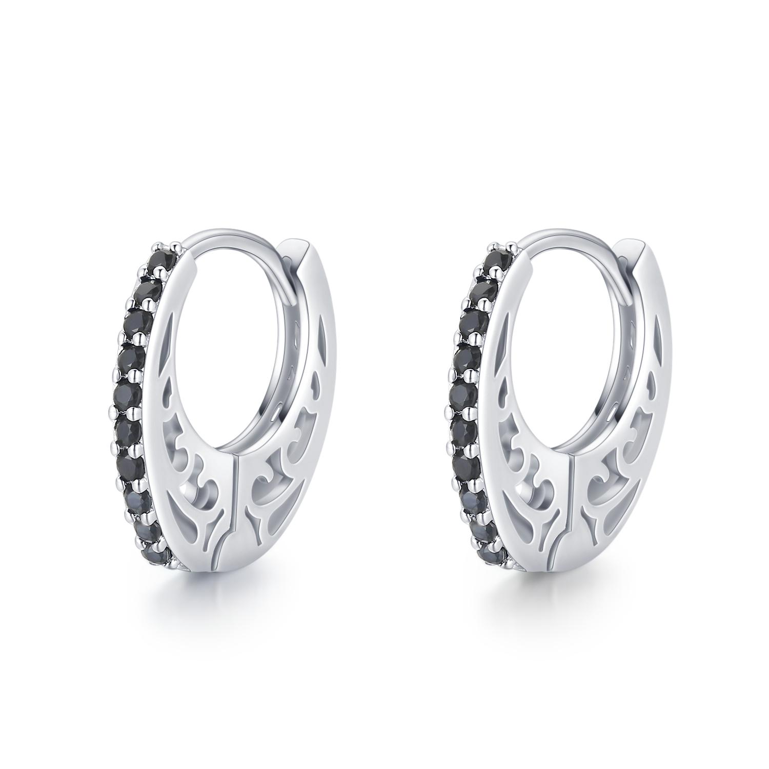 Черные серьги-кольца Black Awn