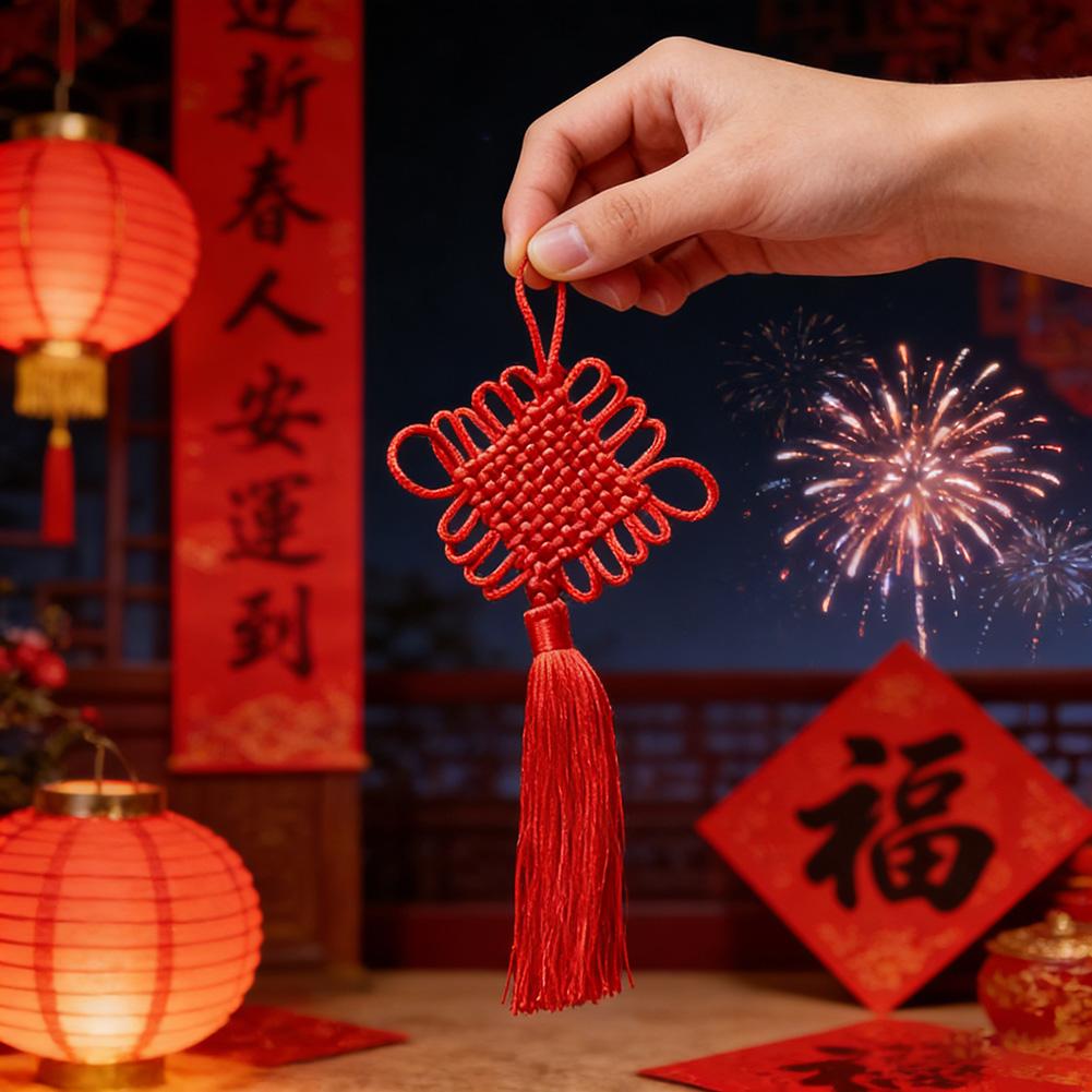 

Festive Ornaments Chinese Knot Hanging Decor – Red 5-Piece Set For New Year For Home Entry Festive Display China Mainland