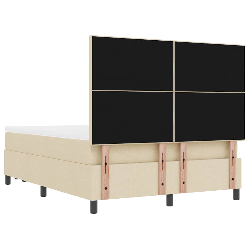 Box Spring Bed with Headboard Cream 140 x 190 cm Fabric