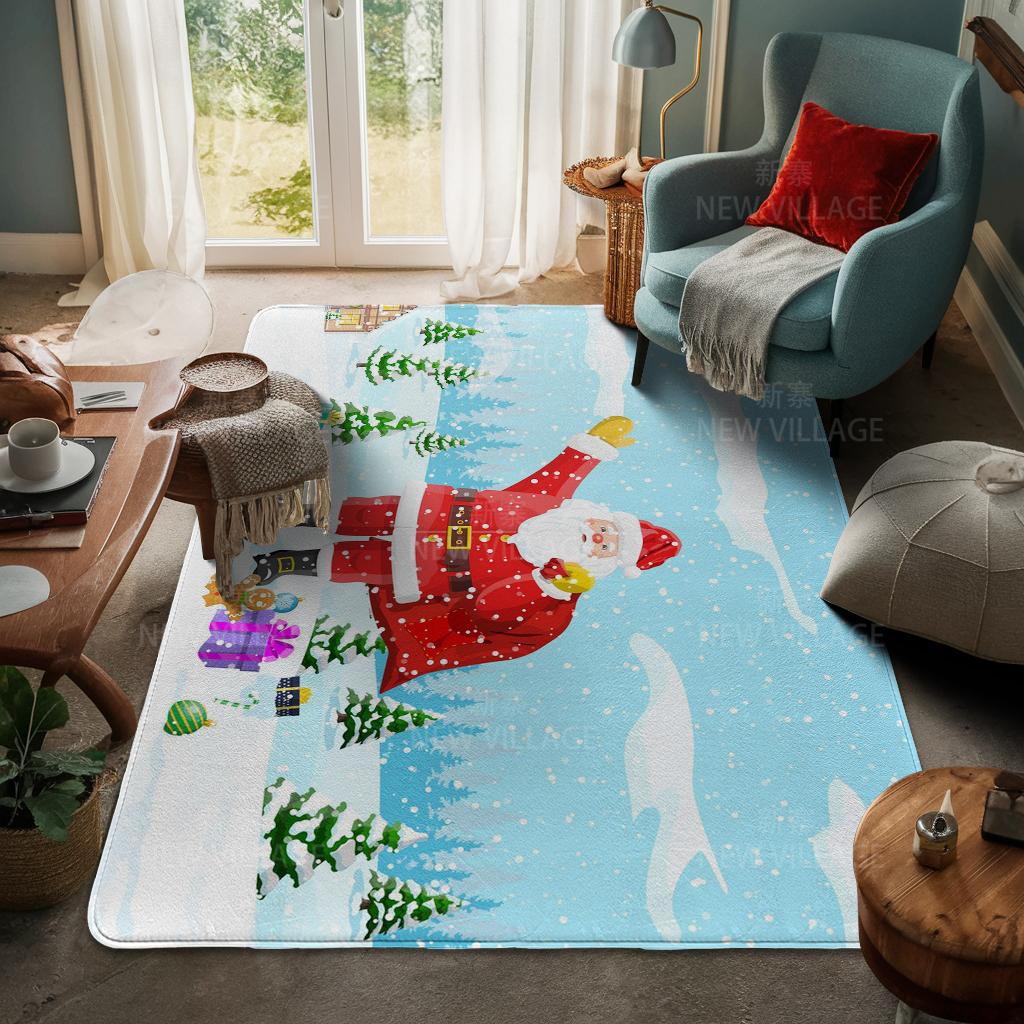 House Entrance Carpet Home Door Mat Living Room Bath Foot Bathroom Non-slip Water Absorption Rugs Bath Merry Christmas Winter