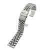 Men's Stainless Steel Watch Band with Double Safety, Flat-End, Solid, Five-Bead Design (Sizes: 18-24mm)