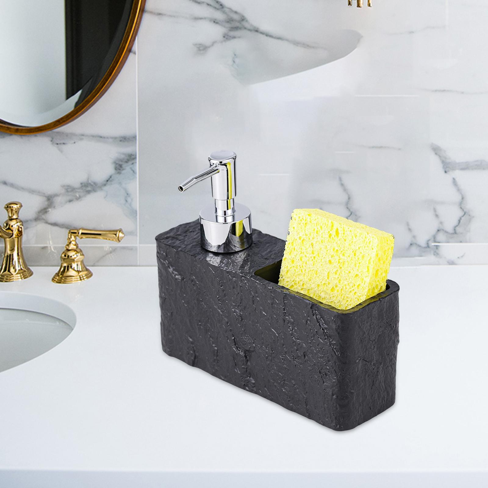 

Soap Dispenser with Storage Compartment Multifunctional Pump Bottle Organizer Holder for Countertop,Dish Sponge and Brushes чорний