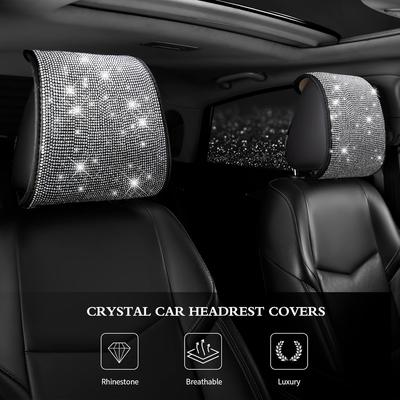2 Stück Bling Auto-Kopfstützenbezüge für Damen Voll-Strass-Kopfstütze Passt für die meisten Autos