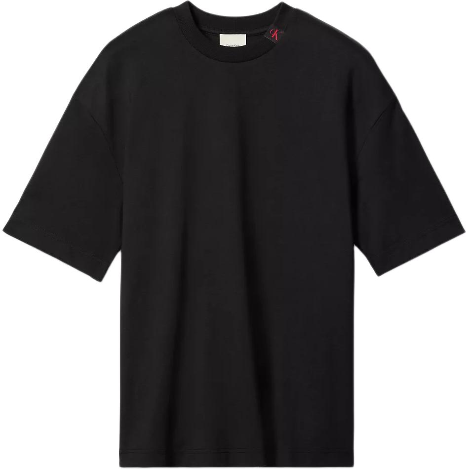 Calvin Klein Minimalist Comfortable Versatile Loose Ribbed Crew Neck Short Sleeve T-Shirt Men Tops Black 40337MF-001