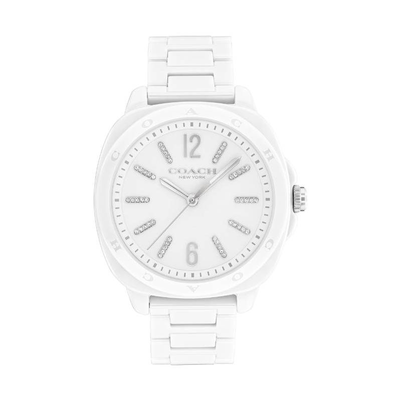 COACH watch quartz movement ceramic strap 38mm white dial women s watch 30 meters waterproof 14504407 белый