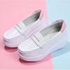 2025 White Genuine Leather Platform Loafers Women Nurse Shoes Round Toe Slip-on Thick Flats Breathable Soft Cowhide Chunky Mujer