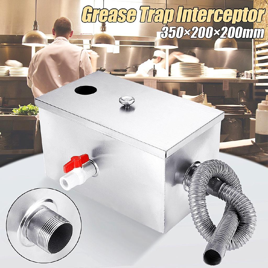 Separatore di grassi in acciaio inox argentato per acque reflue da cucina di ristorante 14x8x8'' Nuovo