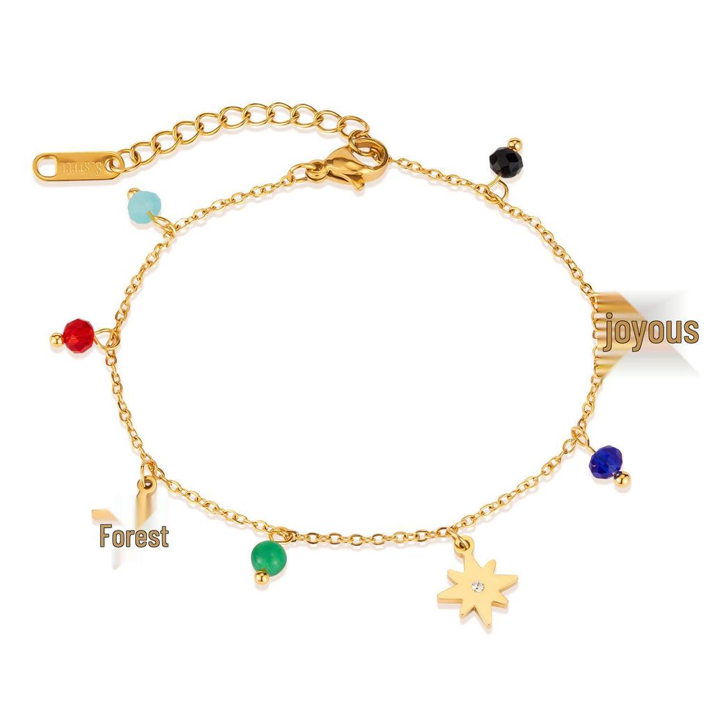 Stainless Steel Starburst Zircon French-American Bracelet - Versatile Fashion Accessory