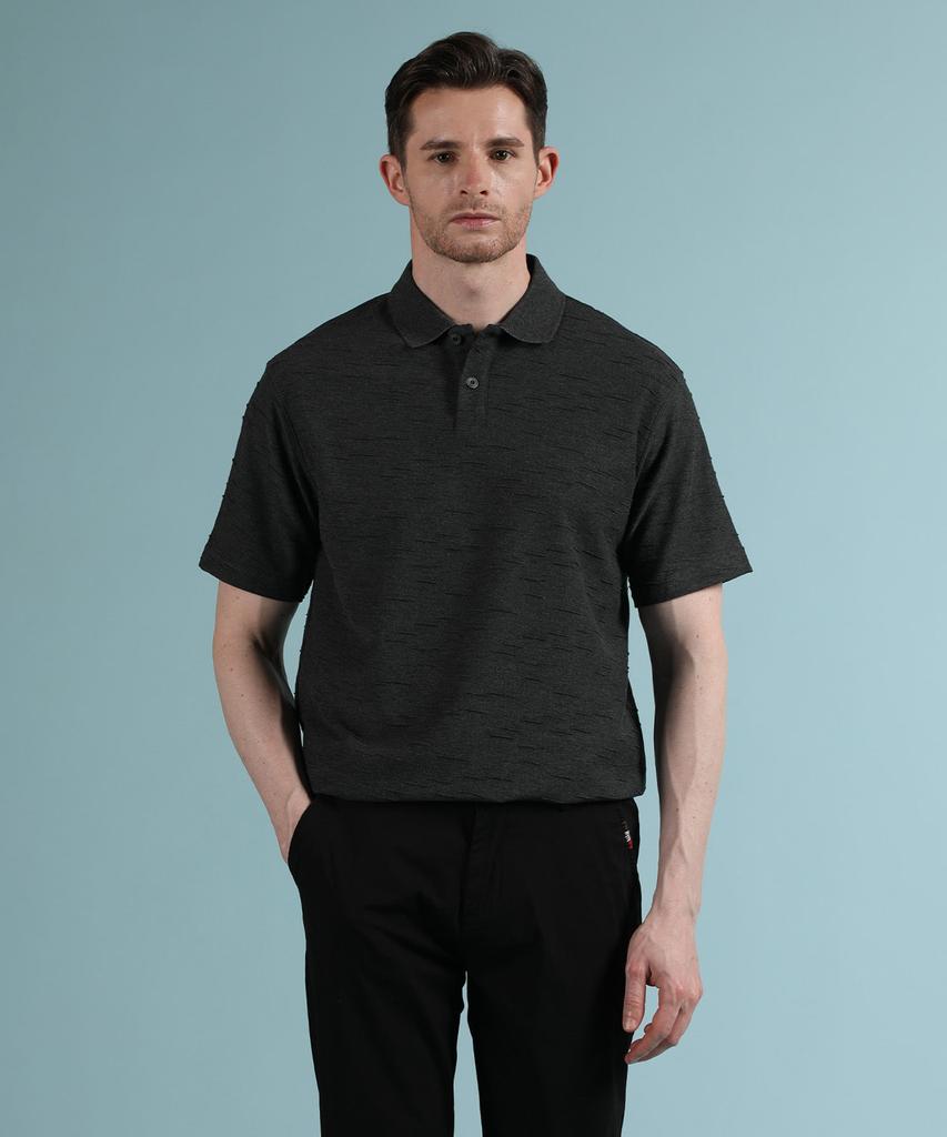 PANICALE Charcoal Texture Polo Shirt
