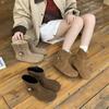 Retro Ethnic Small Pendant Small Short Boots Women's 2025 New Autumn and Winter Sleeve Round Head Stacking Boots Slim Martin Boots