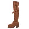 Vintage Women Over The Knee High Boots Fashion Back Zippers Shoes Autumn Winter Thick Heel Women's Long Booties