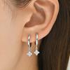 3 Pcs Fashion Stainless Steel Round Star Drop Earrings for Women Trendy Crystal Zirconia Dangle Earring Punk Unisex Rock Jewelry