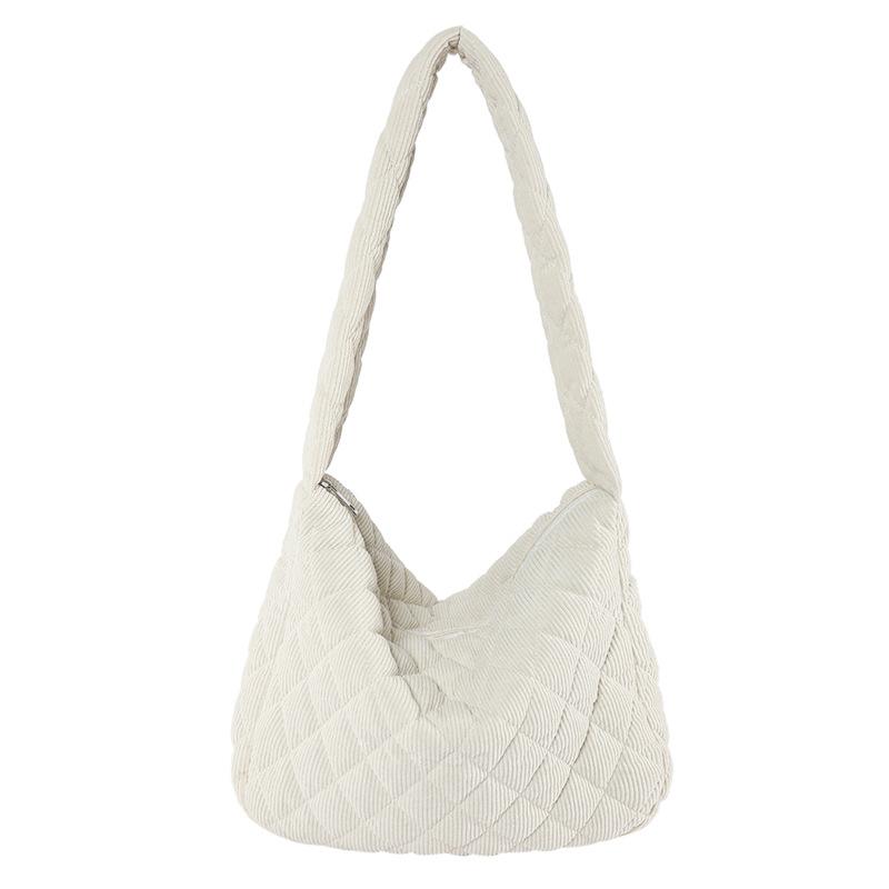 

Fashion rhombus messenger bag simple solid color autumn and winter cotton clothes shoulder bag trendy casual student tote women s bag one size fits all