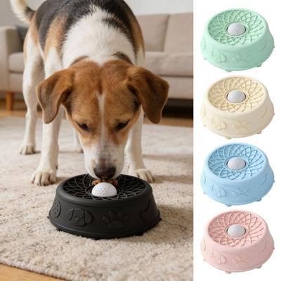 Pet Lick Bowl for Liquid Treat Slow Feeder Dog Bowl with Rolling Ball Silicone Anti-Slip Dog Lick Bowl Pup Licking Toy for Thick Food Dogs Cats