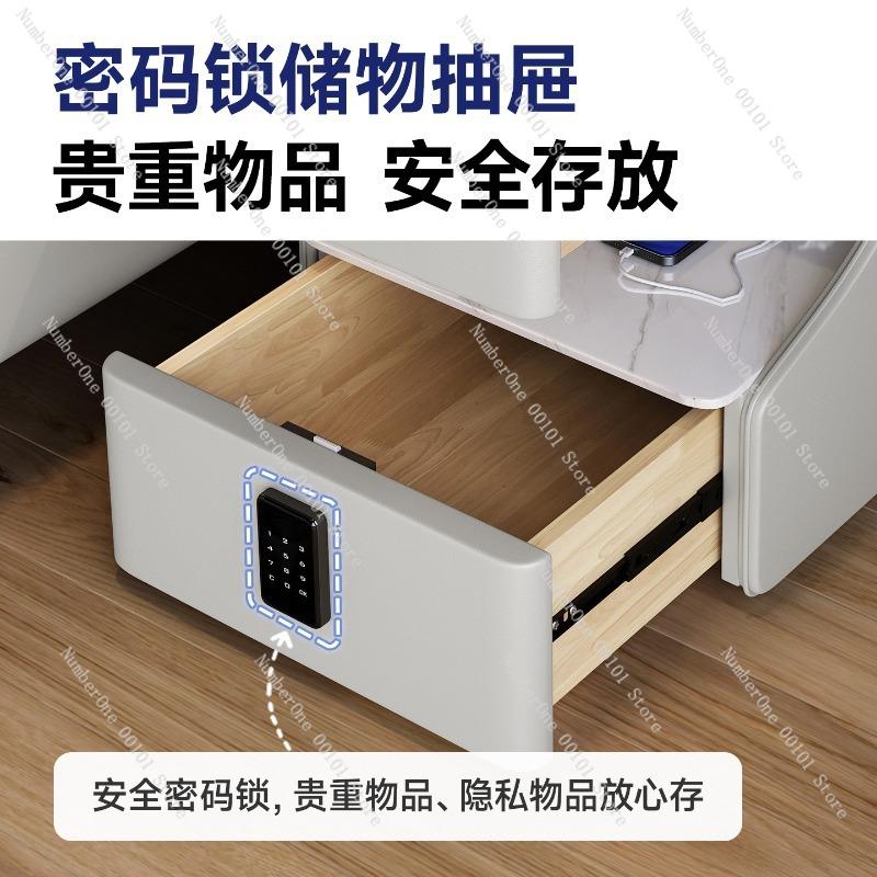 Smart Solid Wood Bedside Table,New Light Luxury Modern Style for 2025 Home Bedrooms,Compact Nightstand with Practical Storage