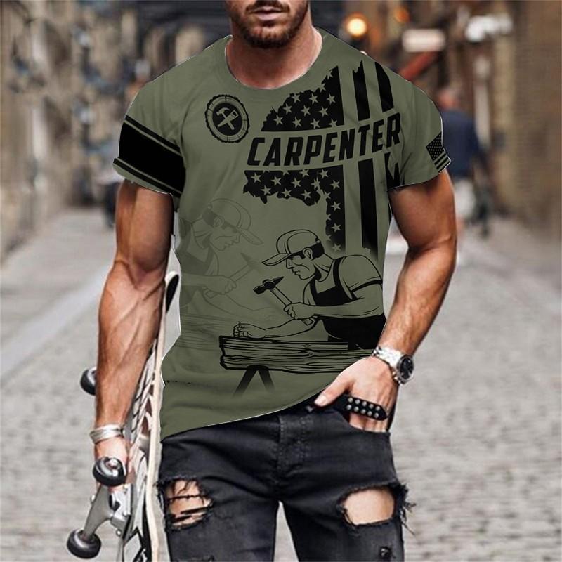 3D Print Cospaly Carpenter Tshirt For Men New In Short Sleeve Tee Shirts Clothes Mens Plus Size Workwear Uniform T Shirts