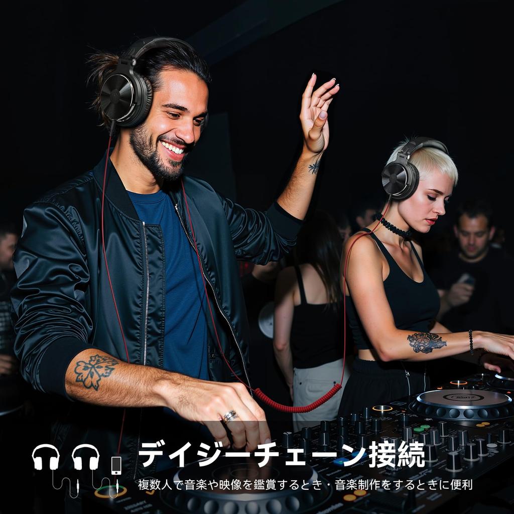 OneOdio Pro 10 Over-Ear Wired Bass Headphones with 50mm Drivers, 6.35mm & 3.5mm Jacks, DJ Monitor Headphones for Recording, Mixing, Studio