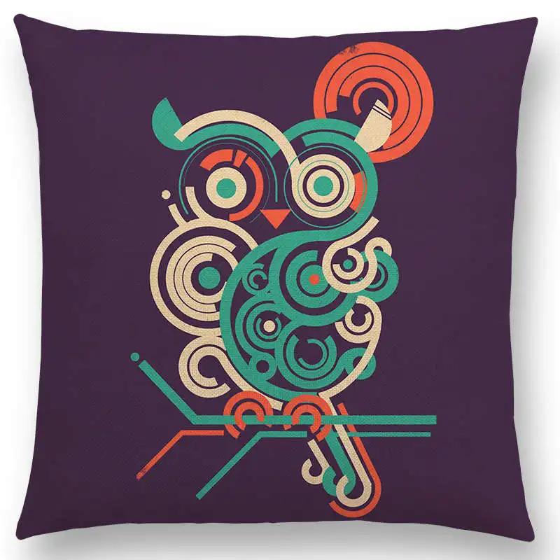 Najnowsze Wspaniałe Kolorowe Ptaki Sztuka Abstrakcyjna Paw Wrona Sowa Orzeł Koliber Poszewka na Poduszkę Sofa Poduszka Dekoracyjna