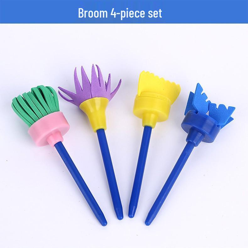 Kids' Painting Sponge Brush Set - 4 Mushroom Stamp Tools for Finger Painting Graffiti