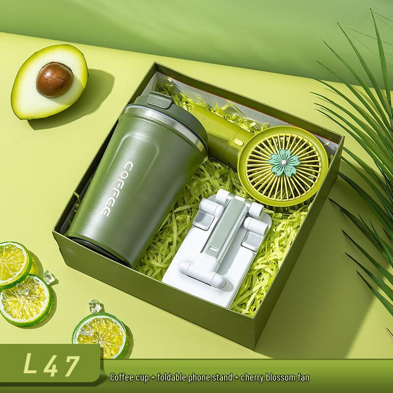 Corporate Gift Set with Stainless Steel Coffee Cup, Fan & Stand