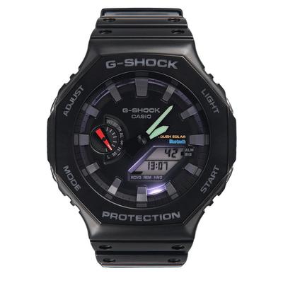 Relógio masculino G-Shock analógico digital Mobile Link com pulseira de resina preta resistente à energia solar GA-B2100-1A 200M