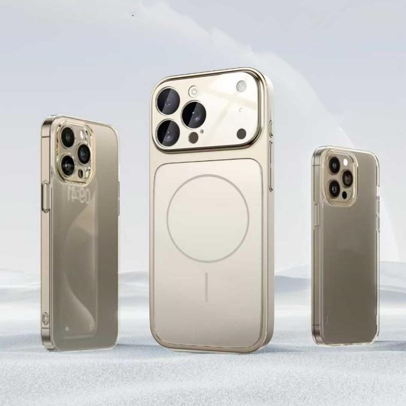 Matte Magnetic Phone Case with Lens Protective Glass Cover for iPhone 13 15 16 To 17 Pro Converter Hard Glass Phone Case