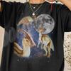 Vintage Parasaurolophus Moon Shirt - Retro Aesthetic Dinosaur Graphic Tee - Celestial Animal Art - Boho 90s Style Prehistoric Wildlife Gift