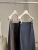 Women's Coffee PU Leather Mid-Length High-Waisted A-Line Pencil Skirt with Slit