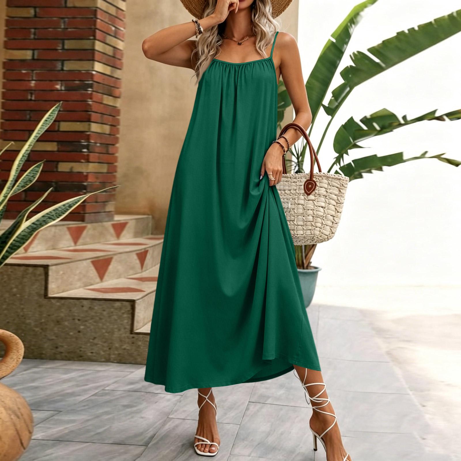 

Women Sleeveless Maxi Dress Summer Casual Long Dress Lightweight Loose Fit Lounge Dress with Adjustable Straps for Vacation and Home Wear XXL