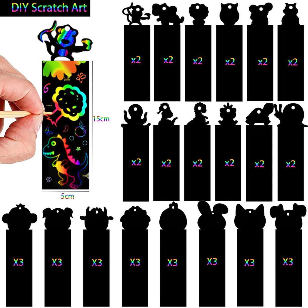 Creative DIY Animal Scratch Art Bookmarks for Kids - Christmas & Halloween Themes