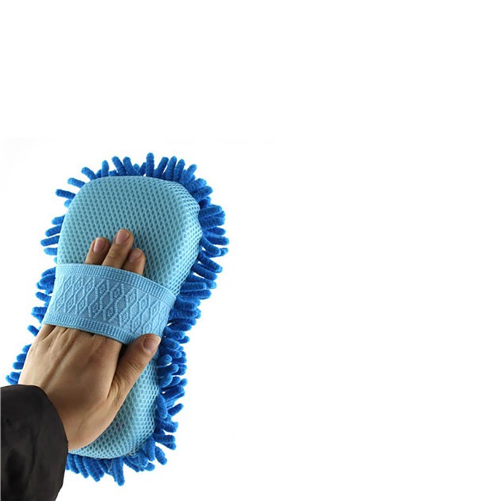 Blue Microfiber Chenille Car Wash Sponge Care Washing Brush Pad Cleaning Tool Auto Washing Towel Gloves Styling Accessories