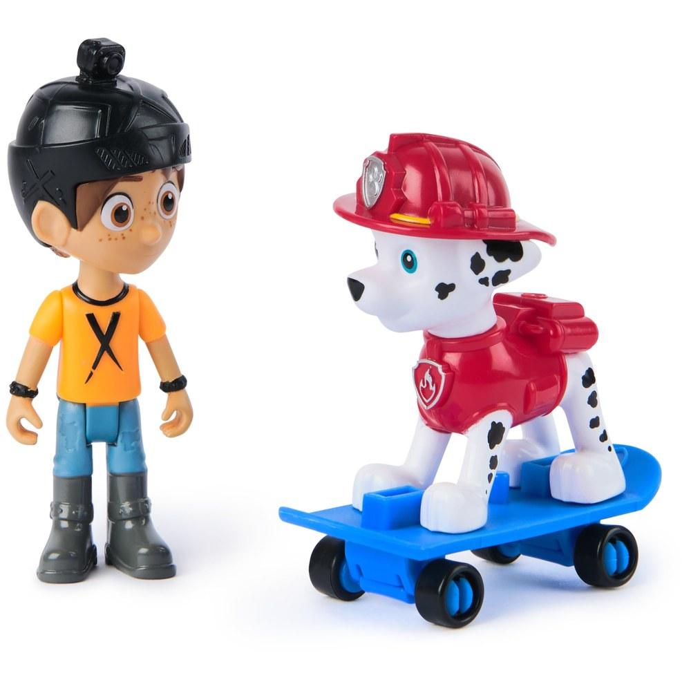 Paw Patrol Marshall and Daring Danny X Action Figure Set with Skateboard for Kids 3+