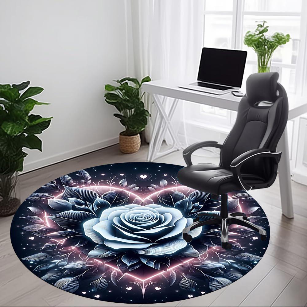 1pc Floral MandalaChair Carpet for Office, Indoor Non-Slip Washable Polyester Fiber Carpet, Mat For Office, Machine Washable